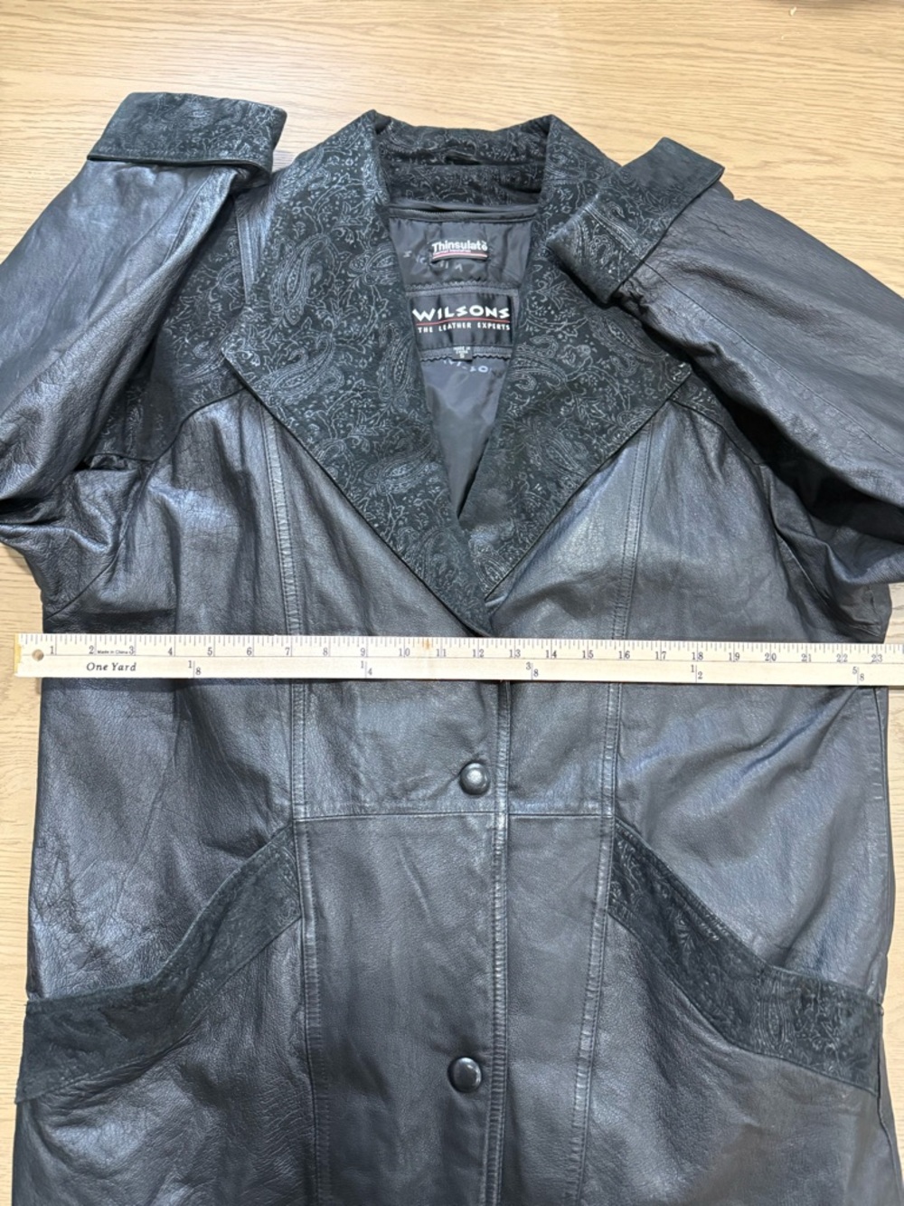 Wilsons Leather Jacket Suede Paisley Zip Liner Coat‎ Goth Steam Punk Industrial - Picture 9 of 15